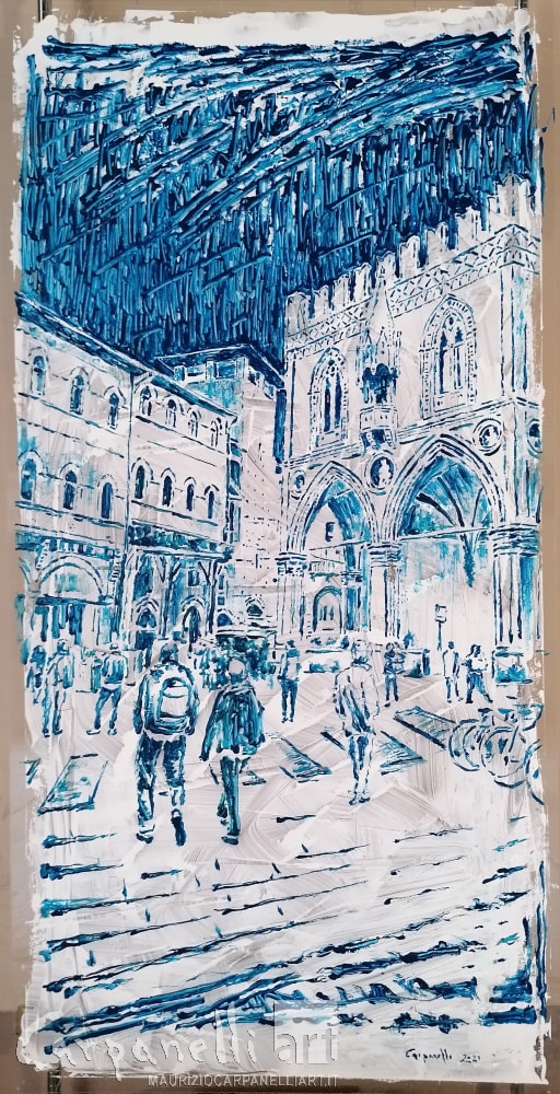 jpeg P387-21 Ritrovarsi a Bologna: Piazza della Mercanzia di notte